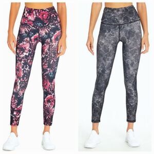 ☔️🔺️Marika Astrid Floral & Gray Reversible High Waist Athletic Pants Small